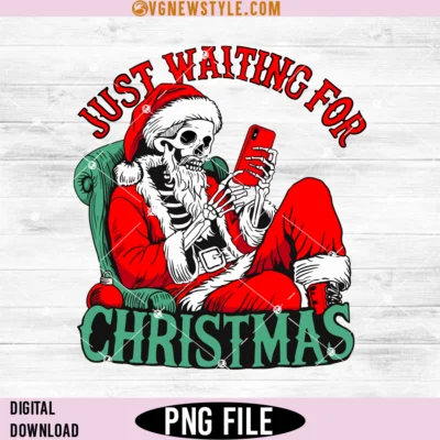 Skeleton Santa Just Waiting for Christmas Png