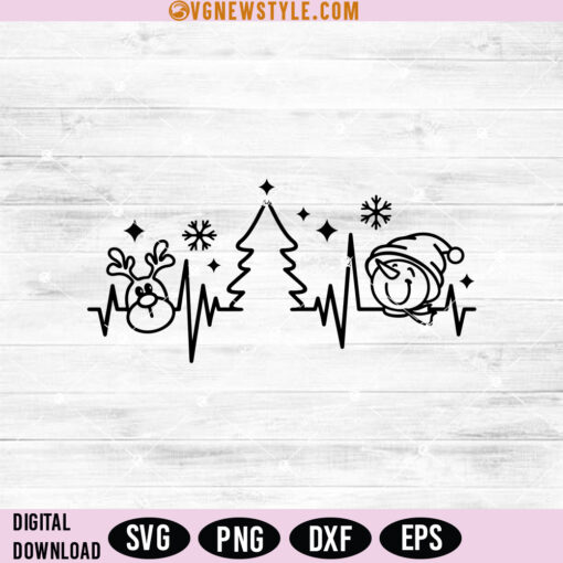 Christmas Heartbeat SVG Silhouette