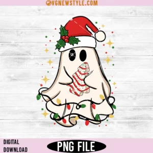 Christmas Ghost Tree Cake Png, Merry Christmas Png, Instant Download