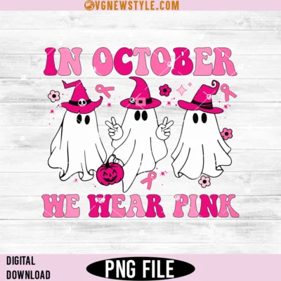 In October We Wear Pink Wizard Ghosts Png