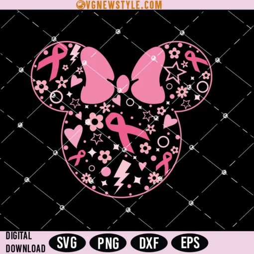 Minnie Mause Breast Cancer Svg