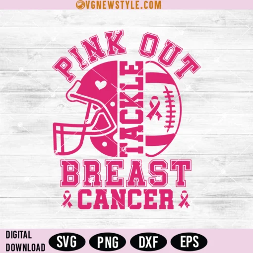 Pink Out Tackle Breast Cancer Svg