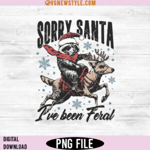 Raccoon with Santa Claus hat Png, Funny Halloween Christmas Animal Clipart