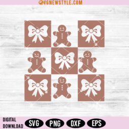 Checkered Gingerbread Man Coquette Svg