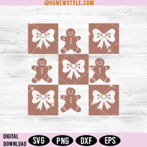 Checkered Gingerbread Man Coquette Svg, Png, Dxf, Digital Downloads