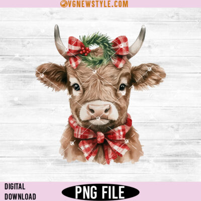 Highland Cow Christmas Png