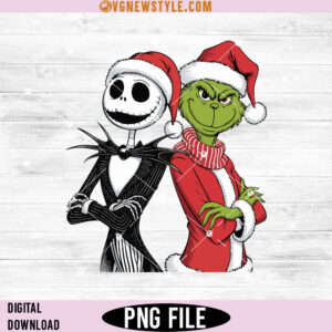 Jack Skellington and Grinch Christmas Png, Spooky Christmas Png, Instant Download
