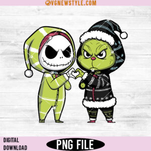 Jack Skellington and Grinch Christmas Cartoon Svg, Digital Downloads