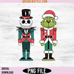 Jack Skellington and Grinch Nutcracker Christmas Png, Holiday Design, Instant Download