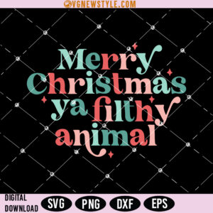 Merry Christmas ya filthy animal Retro SVG, Png, Dxf, Instant Download