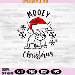 Mooey Christmas Svg, Funny Cow Christmas Design, Png Dxf