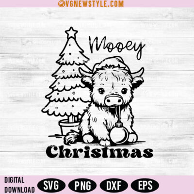 Mooey Cowboy Christmas Svg, Western Christmas Clipart, Png Dxf 4 Mooey Cowboy Christmas Svg