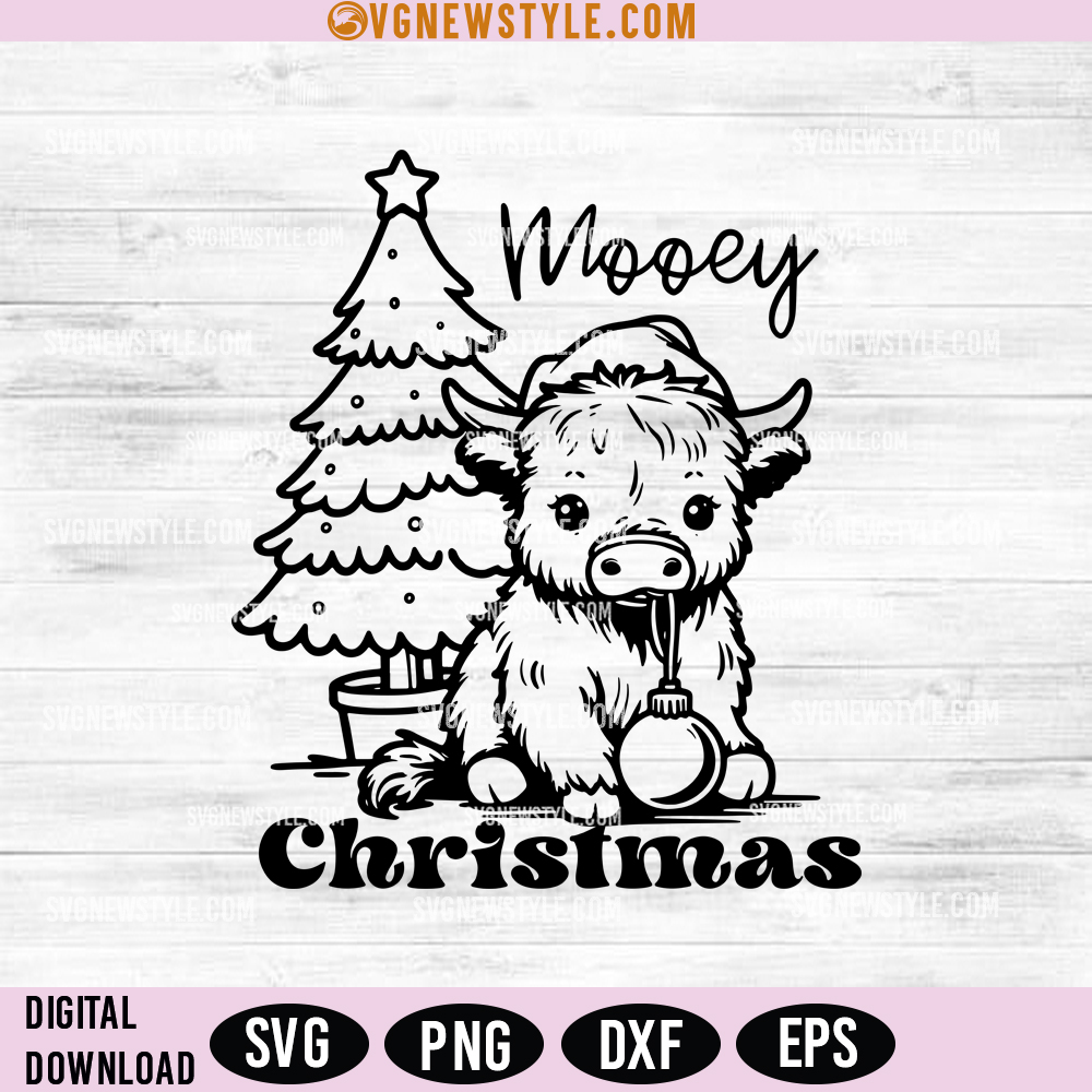 Mooey Cowboy Christmas Svg, Western Christmas Clipart, Png Dxf 1 Mooey Cowboy Christmas Svg