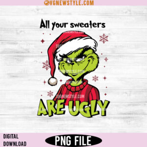 Grinch Ugly Sweater PNG, Grinch Christmas Png, Instant Download