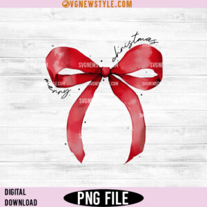 Merry Christmas Coquette Bow Png &ndash; Elegant Holiday Designs, Instant Download