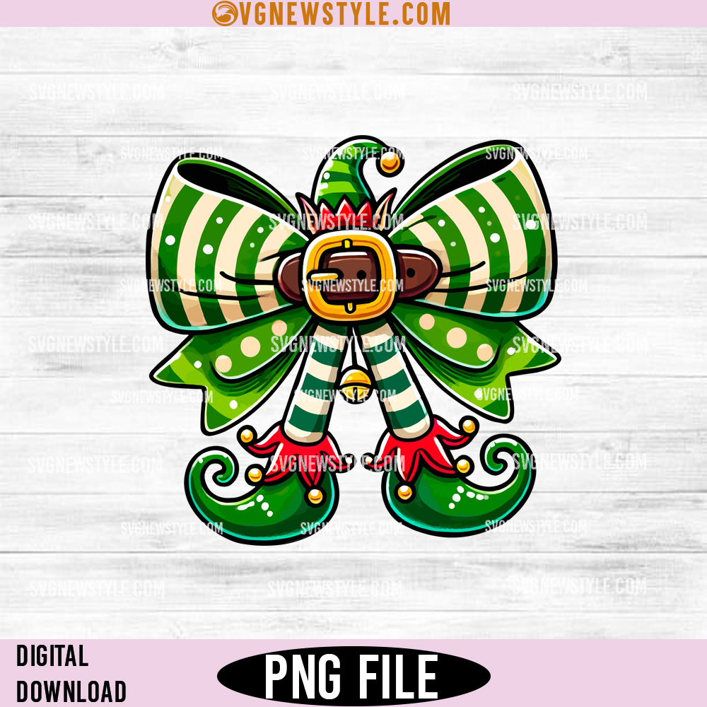 Christmas Coquette Elf bow Png - Adorable Christmas Design for Shirts & Gifts 1 Christmas Coquette Elf bow Png