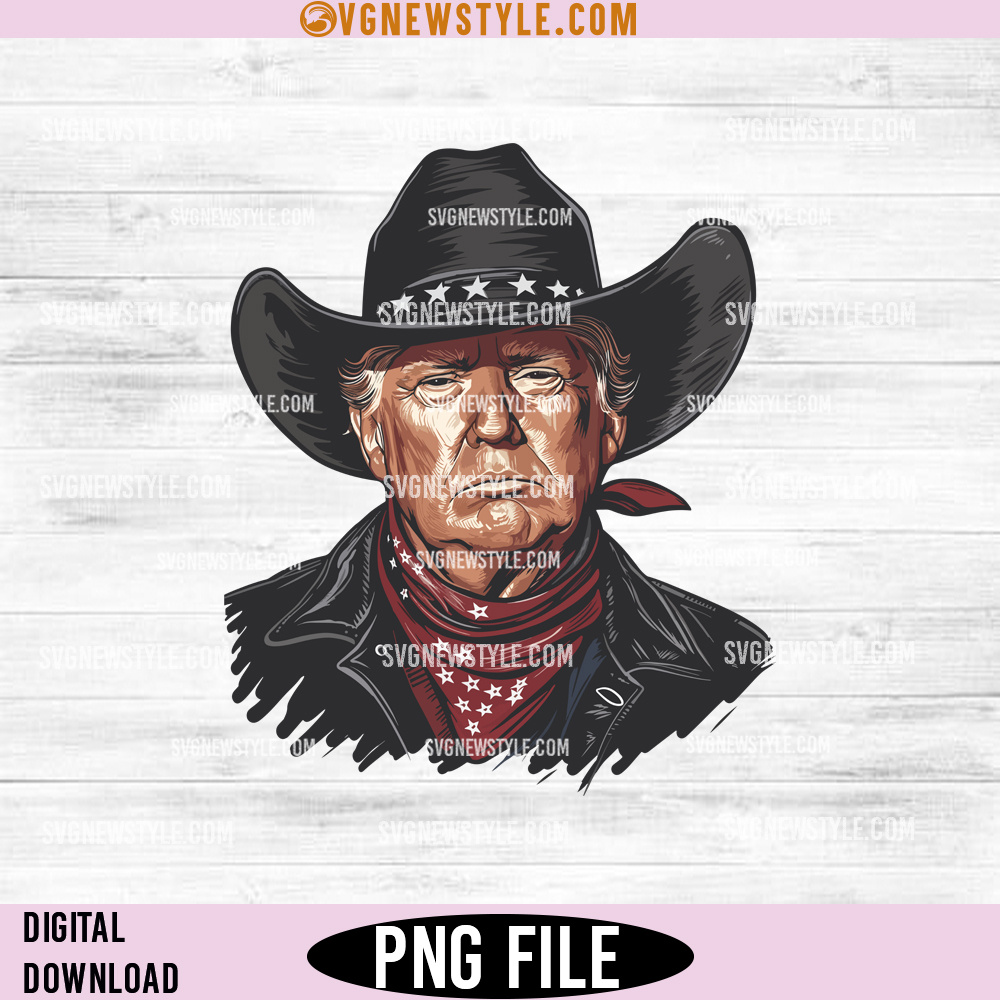 Donald Trump as a Cool Cowboy Png – Unique Digital Download Art 1 Donald Trump as a Cool Cowboy Png