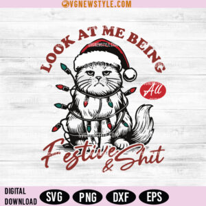 Funny Holiday Christmas Lights Cat Svg &ndash; Perfect for Festive Crafts