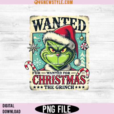 The Grinch is Wanted on Christmas PNG