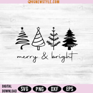 Merry and Bright Christmas SVG Png - Festive Designs for Christmas