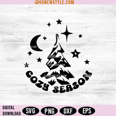 Trees Mountain Christmas Cozy Season Svg