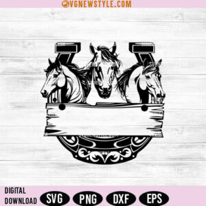 Horseshoe Split Name Frame Svg