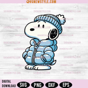 Snoopy In Blue Puffer Jacket Svg