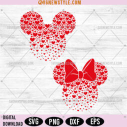 Mickey and Minnie Ears With Heart Svg Bundle