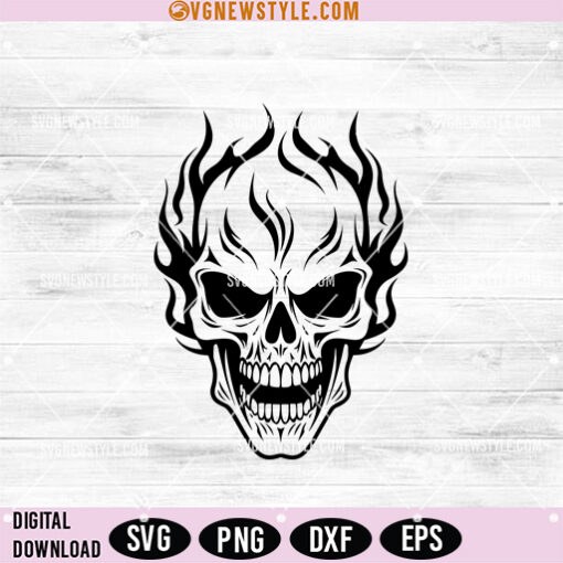 Flaming Skull SVG