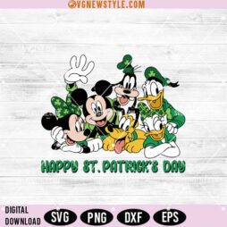 Happy St Patrick's Day Mouse and Friends Svg