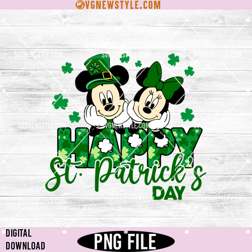 Mickey and Minnie St Patricks Day PNG, Shamrock Mickey Png, Digital Download 1 Mickey and Minnie St Patricks Day PNG