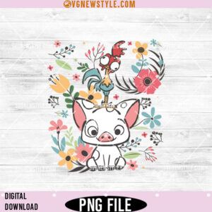 Retro Moana Hei Hei and Pua Png, Moana Disney PNG for Sublimation