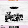 Vintage UFO Cowboy Cat Png