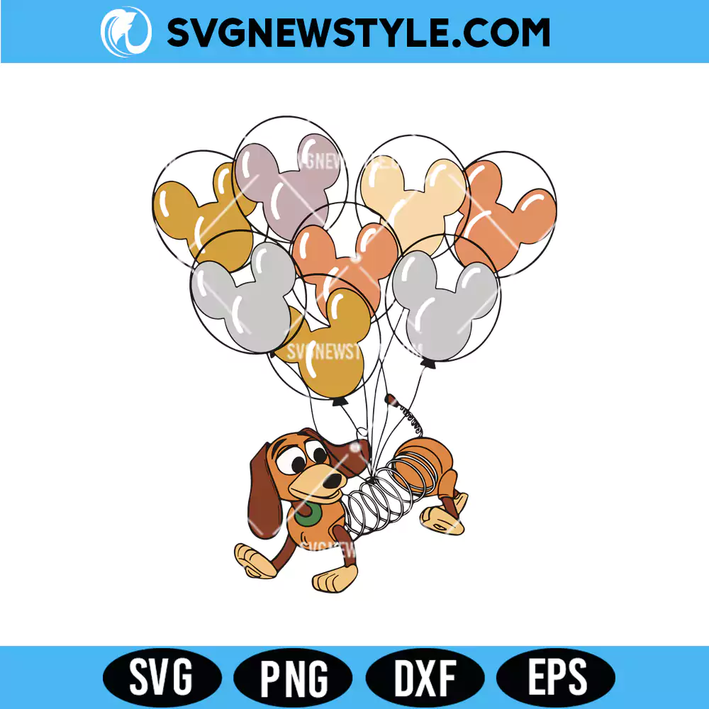 Slinky Dog with Mickey Balloons Svg, Toy Story Svg, Png, Digital File for Cricut 1 Slinky Dog with Mickey Balloons Svg