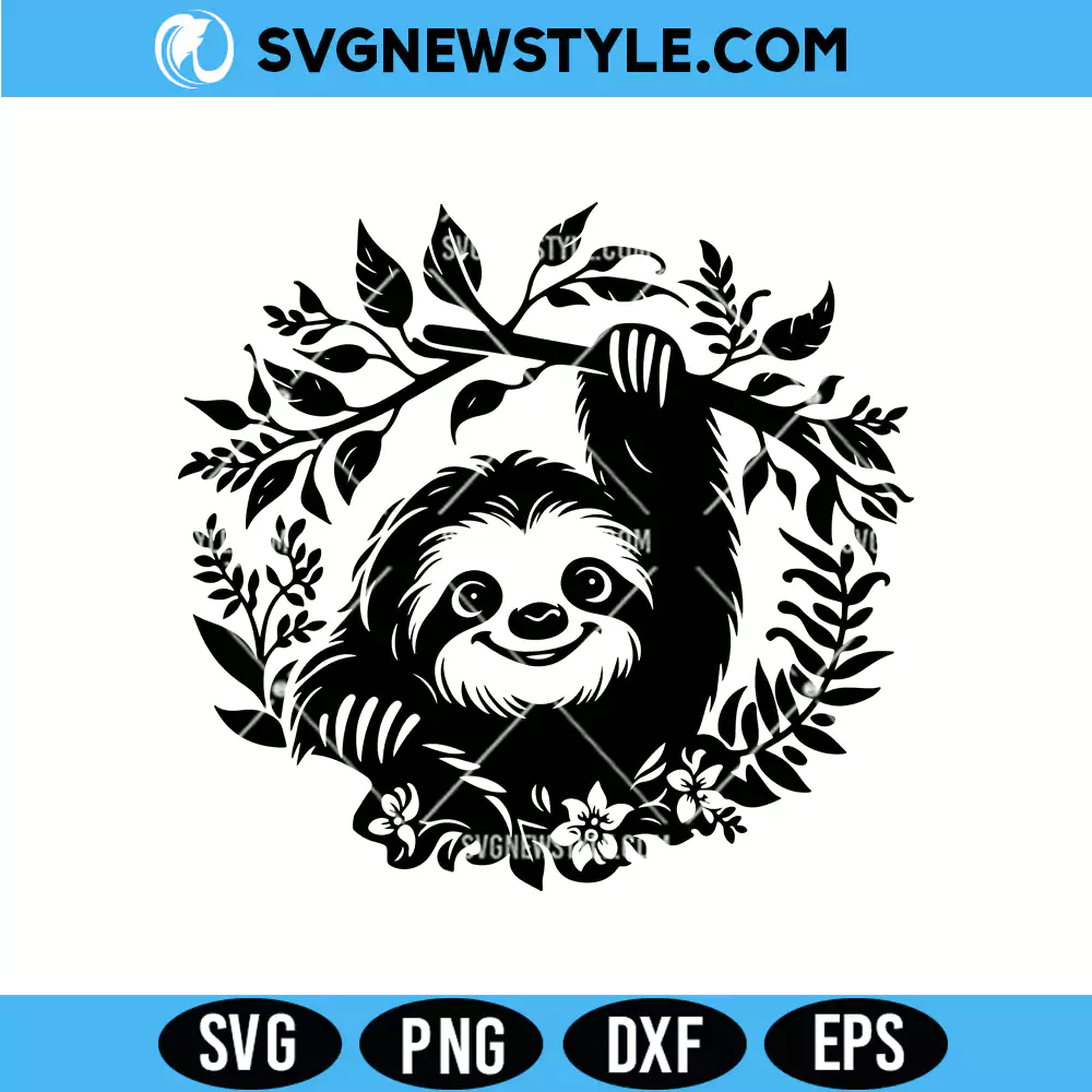 Sloth SVG PNG, Cute sloth clipart, Png, Dxf, Cricut and Silhouette 1 Sloth SVG PNG