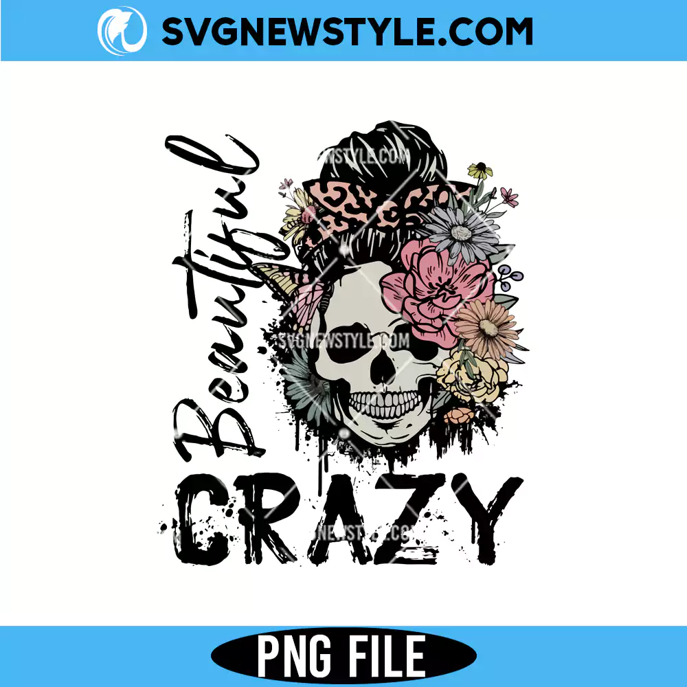 Beautiful Crazy Skull Png, Halloween Skull Png, Digital Download, Sublimation 1 Beautiful Crazy Skull Png