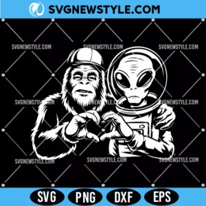 Bigfoot Alien Heart Hands SVG