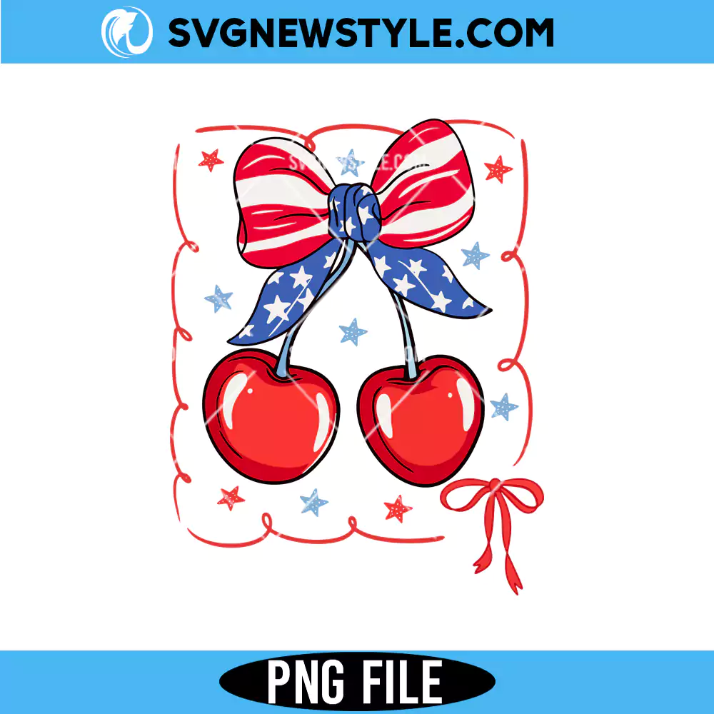 Cherry Coquette PNG, 4th July Cherry PNG, Instant Digital Download 1 Cherry Coquette PNG