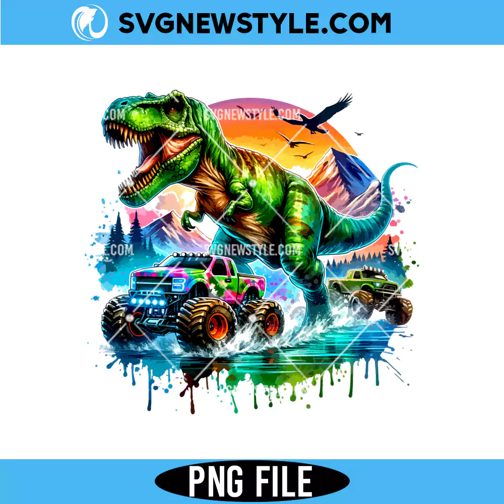 Dinosaur Big Trucks Png, Monster Truck Dinosaur PNG, Instant Download for Cricut 1 Dinosaur Big Trucks Png