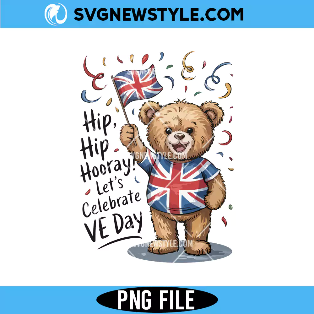 VE Day Png, Cute Bear Design, Patriotic Png, Instant Download 1 VE Day Png