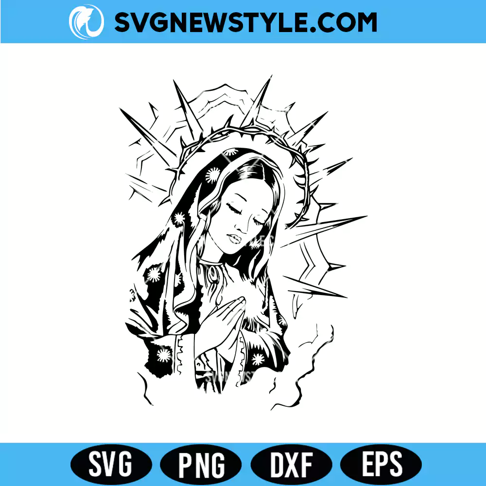 Mother Mary Svg, Virgin Mary Svg, PNG, DXF, EPS Files for Cricut & Silhouette 1 Mother Mary Svg