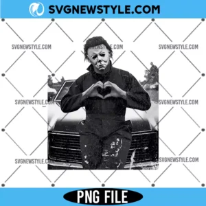 Distressed Michael Myers Love Heart Png, Halloween horror PNG File for Digital Download
