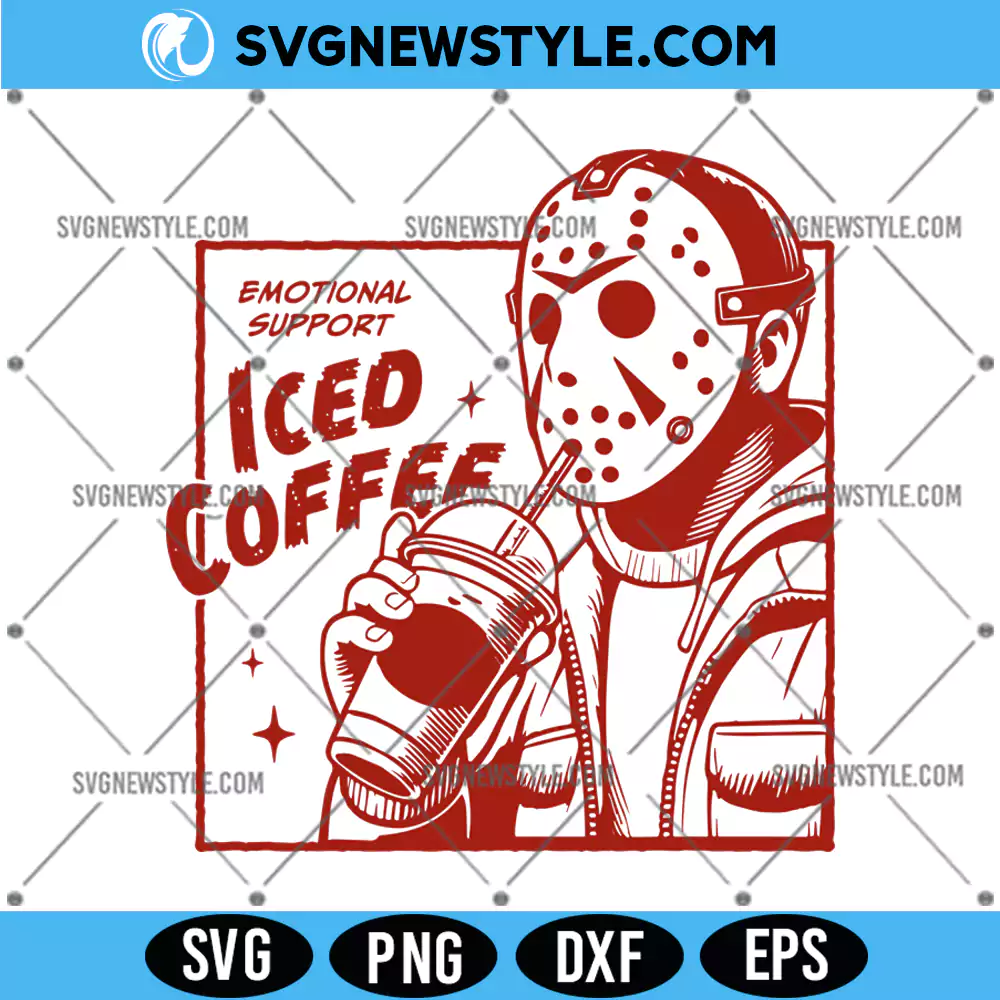 Emotional Support Iced Coffee horror SVG, Funny Halloween SVG, Digital Download 1 Emotional Support Iced Coffee horror SVG