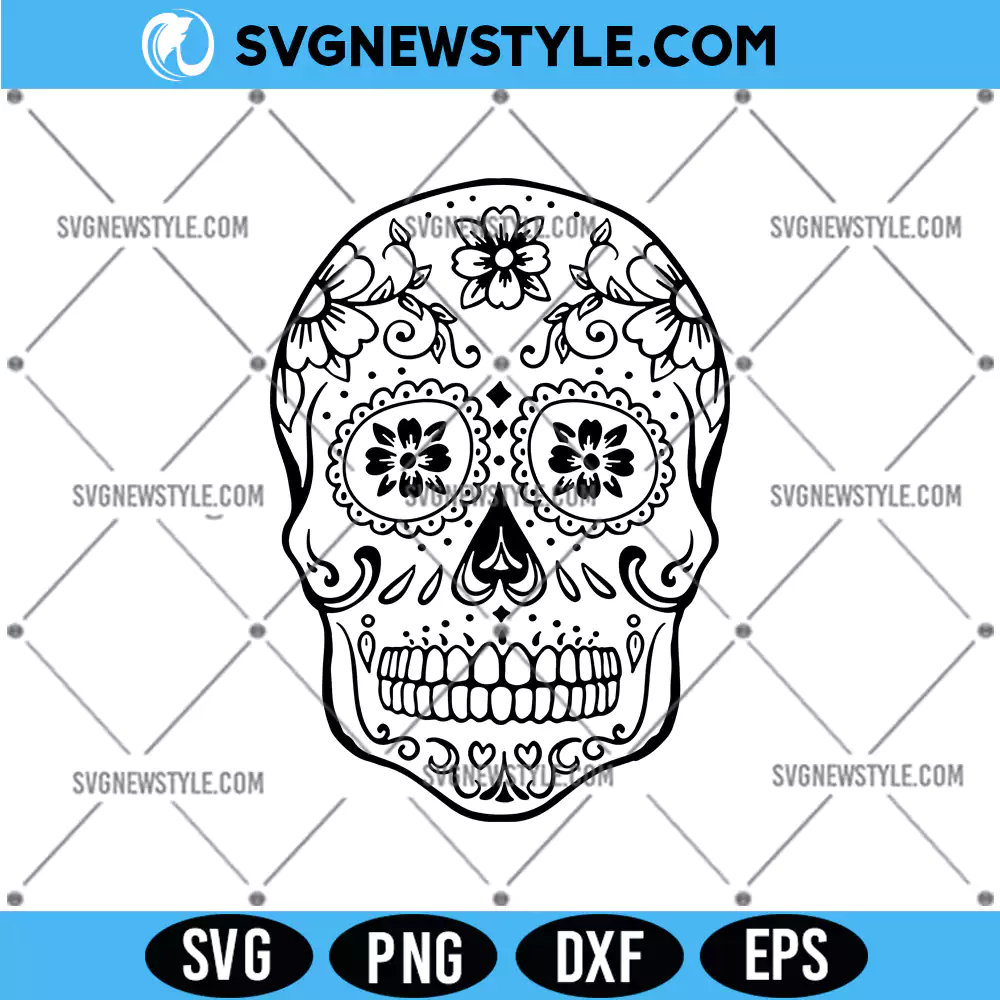 Halloween Sugar Skull Svg, Halloween SVG files, Png Digital Download 1 Halloween Sugar Skull Svg