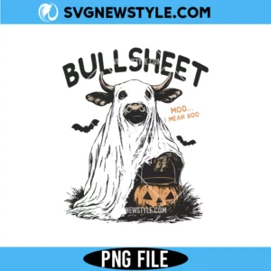 Bullsheet Png, Cute Cow Boo PNG, Funny Halloween Cow Digital Download