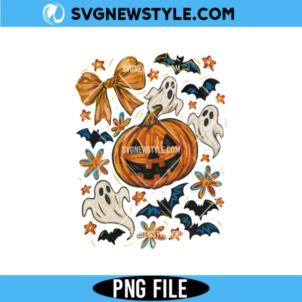 Halloween Pumpkin Ghost PNG, Coquette Halloween Bow Png, Digital Download