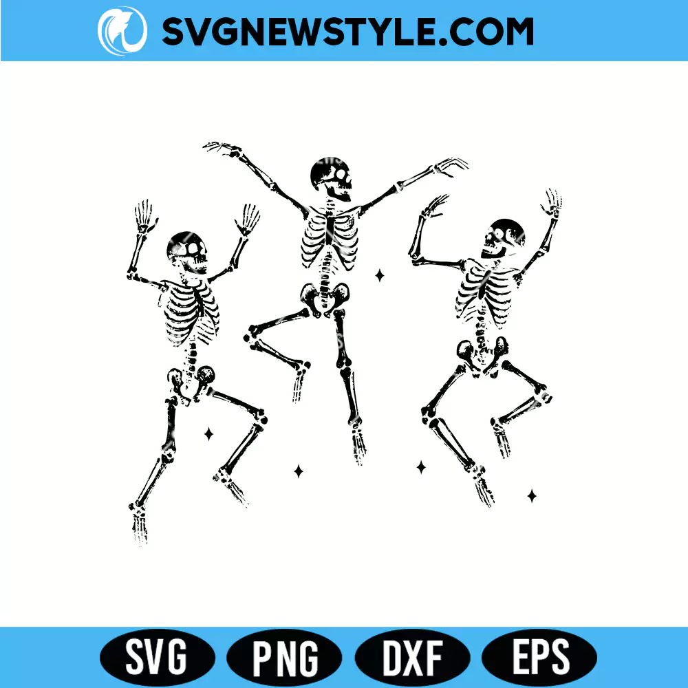 Halloween Dancing Skeletons Svg, PNG, DXF, EPS for Cricut & Silhouette 1 Halloween Dancing Skeletons Svg