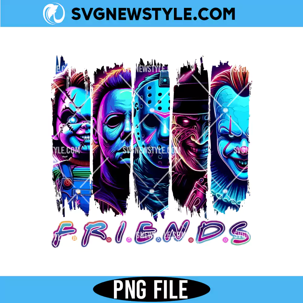 Friends Horror Characters Png for Shirts, Horror Movie Killers Png, Digital Download 1 Friends Horror Characters Png for Shirts