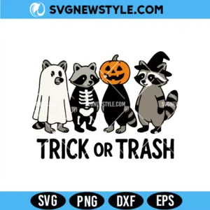 Funny Halloween Raccoon SVG, Trick or Trash Svg, PNG, DXF, EPS Digital Download