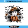 Ghost with Black witch hat Png, Pumpkin Png, Digital Download 3 Ghost with Black witch hat Png
